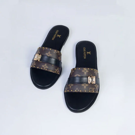 LV Studded Flats Black